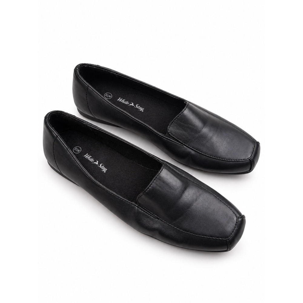 White Stag Vintage Y2K Black Low Wedge Slip On Dress Loafers Women's Size 8.5
